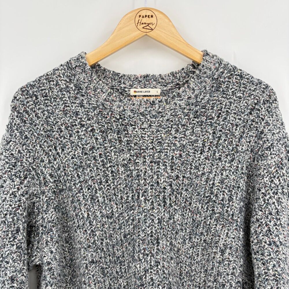 Marine Layer Quinn Oversized Sweater Blue Multi, Large - Picture 2 of 10